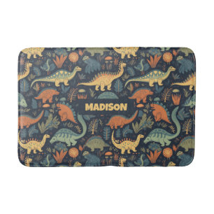 Custom Name Dinosaur Pattern Bath Mat