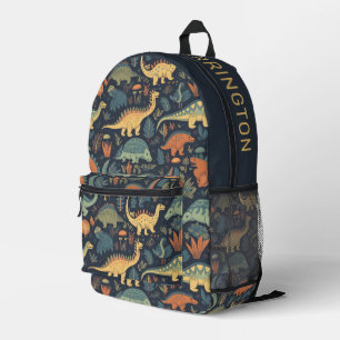 Custom Name Dinosaur Pattern Printed Backpack