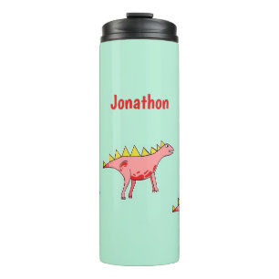 Custom name dinosaurs on blue thermal tumbler