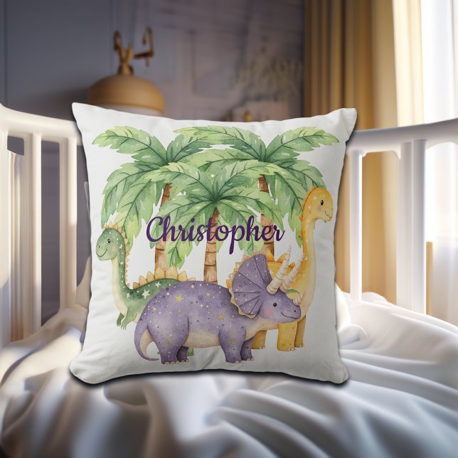 Custom Name Dinosaurs Palm Trees Cushion (Creator Uploaded)
