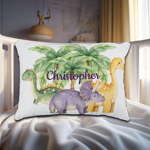 Custom Name Dinosaurs Palm Trees Decorative Cushion