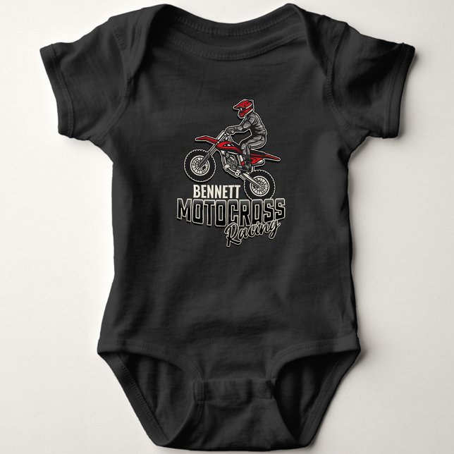 Custom NAME Dirt Bike Rider Motocross Racing Baby Bodysuit (Creator Uploaded)