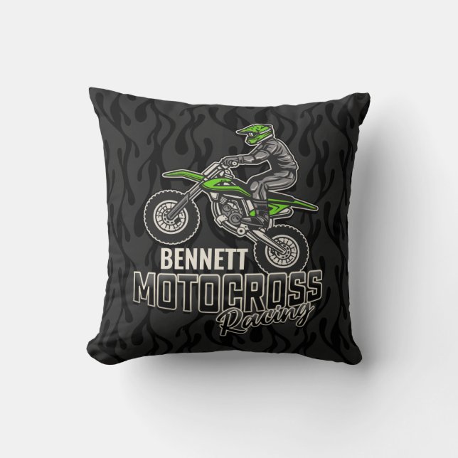 Custom NAME Dirt Bike Rider Motocross Racing Cushion (Front)