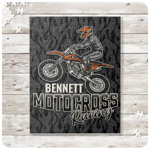 Custom NAME Dirt Bike Rider Motocross Racing Jigsaw Puzzle