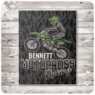 Custom NAME Dirt Bike Rider Motocross Racing Jigsaw Puzzle