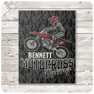 Custom NAME Dirt Bike Rider Motocross Racing Jigsaw Puzzle