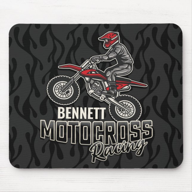 Custom NAME Dirt Bike Rider Motocross Racing Mouse Pad (Front)