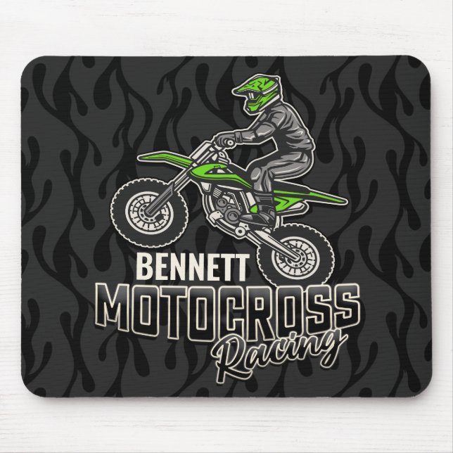 Custom NAME Dirt Bike Rider Motocross Racing Mouse Pad (Front)