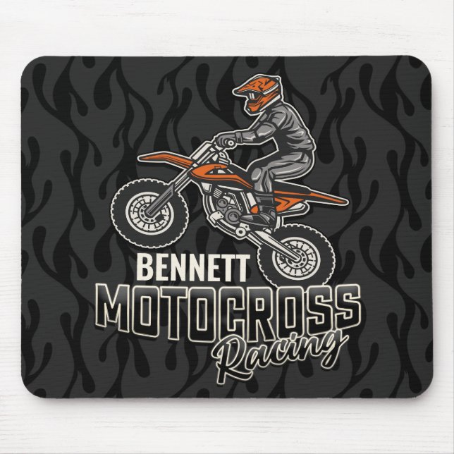 Custom NAME Dirt Bike Rider Motocross Racing Mouse Pad (Front)