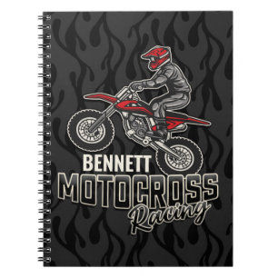 Custom NAME Dirt Bike Rider Motocross Racing Notebook