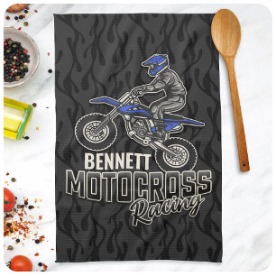 Custom NAME Dirt Bike Rider Motocross Racing Tea Towel