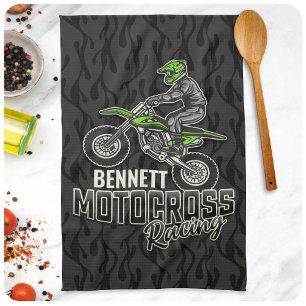 Custom NAME Dirt Bike Rider Motocross Racing Tea Towel
