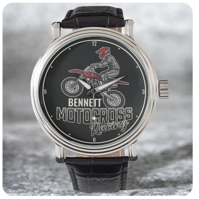 Custom NAME Dirt Bike Rider Motocross Racing Watch (Creator Uploaded)