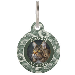 Custom Name Dog Mum Gift Anemone Print Pet Tag