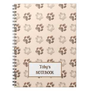 Custom Name Dog Notebook – Cute Paw Print Design