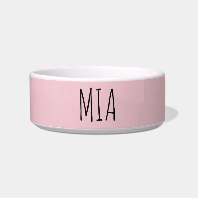 Custom Name Dog Or Cat Pink Ceramic Bowl (Front)