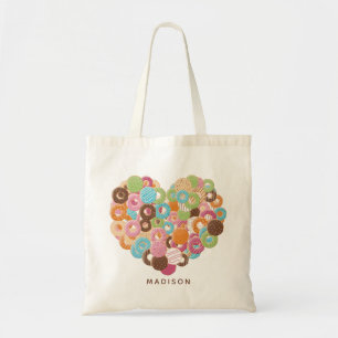 Custom name Donut Lover tote bags