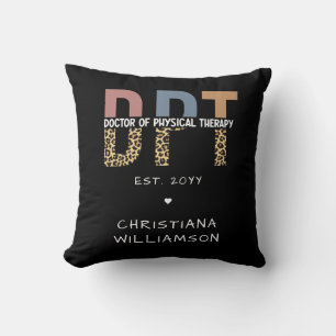 Custom Name DPT Doctor of Physical Therapy Cheetah Cushion