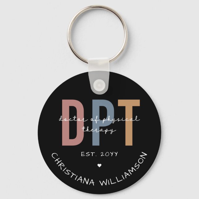 Custom Name DPT Doctor of Physical Therapy Key Ring (Front)