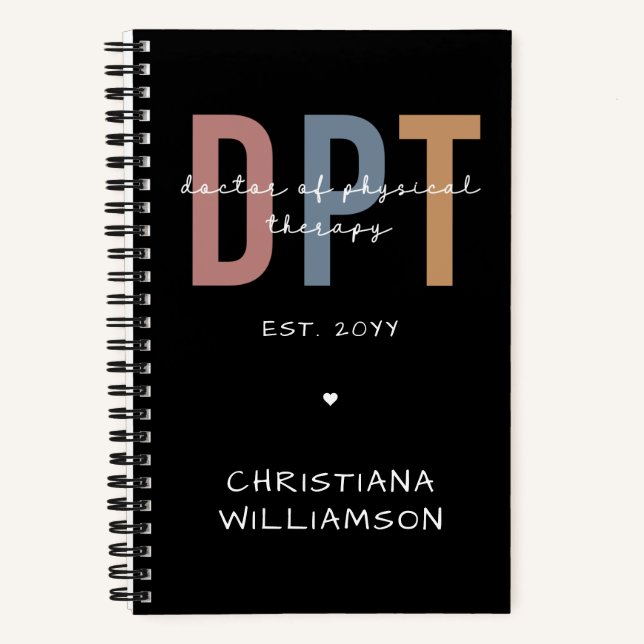 Custom Name DPT Doctor of Physical Therapy Notebook (Front)