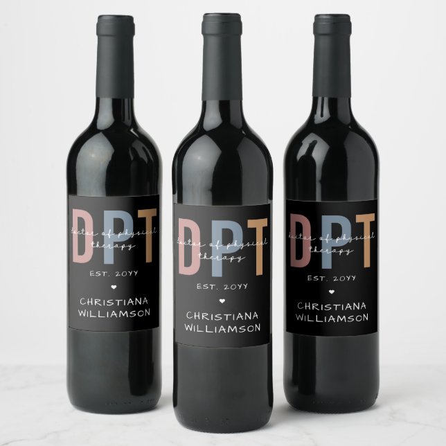 Custom Name DPT Doctor of Physical Therapy Wine Label (Bottles)