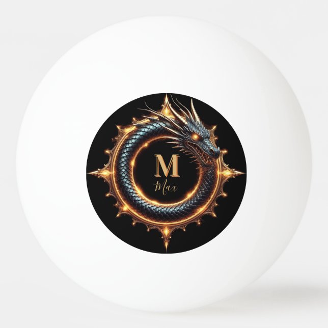 🐉 Custom Name Dragon Fantasy Symbol For Gamers 🔥 Ping Pong Ball (Front)