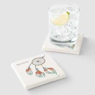 Custom name Dreamcatcher stone coasters