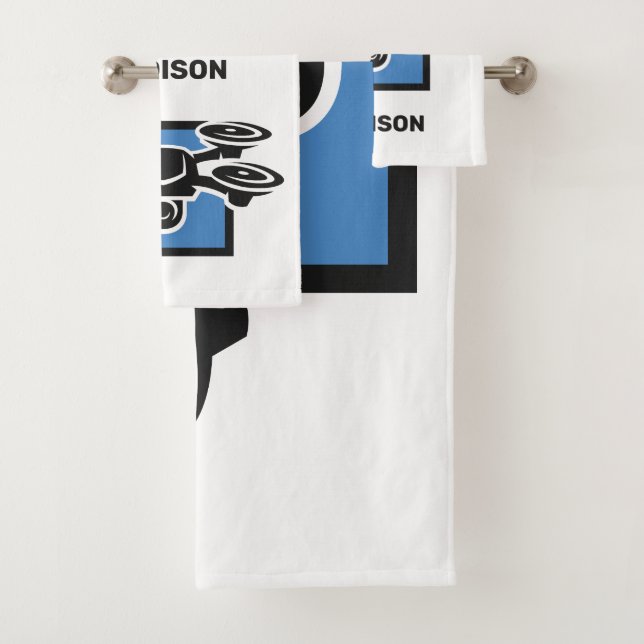 Custom Name Drone Bath Towel Set (Insitu)