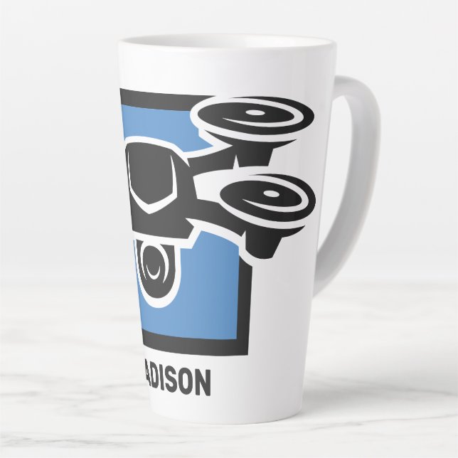 Custom Name Drone Latte Mug (Right Angle)