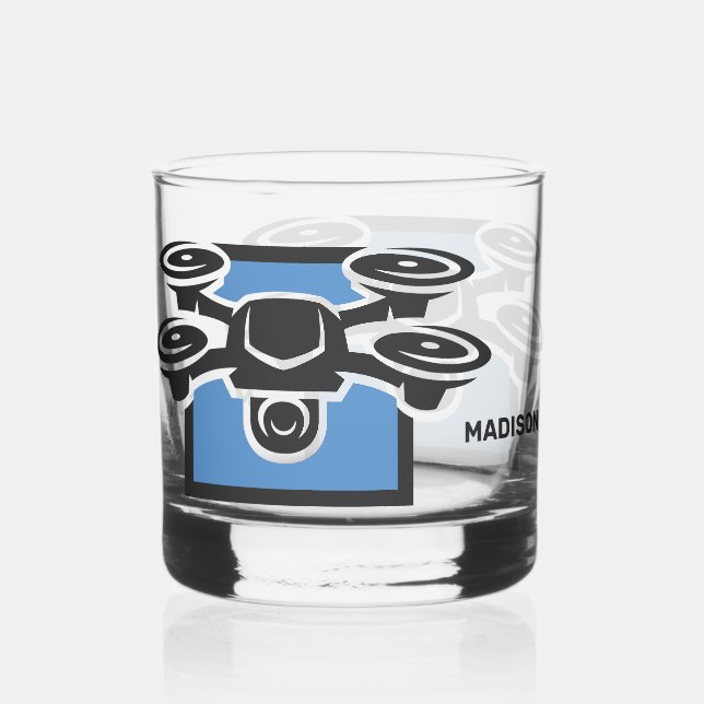 Custom Name Drone Whiskey Glass (Front)