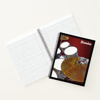 Custom Name Drummer Musician Drum Kit Rock & Roll Notebook