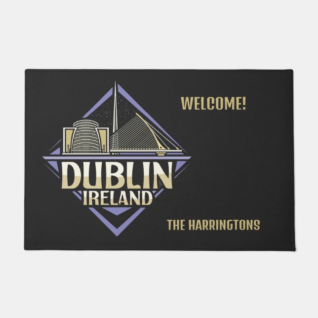 Custom Name Dublin Ireland Doormat (Front)