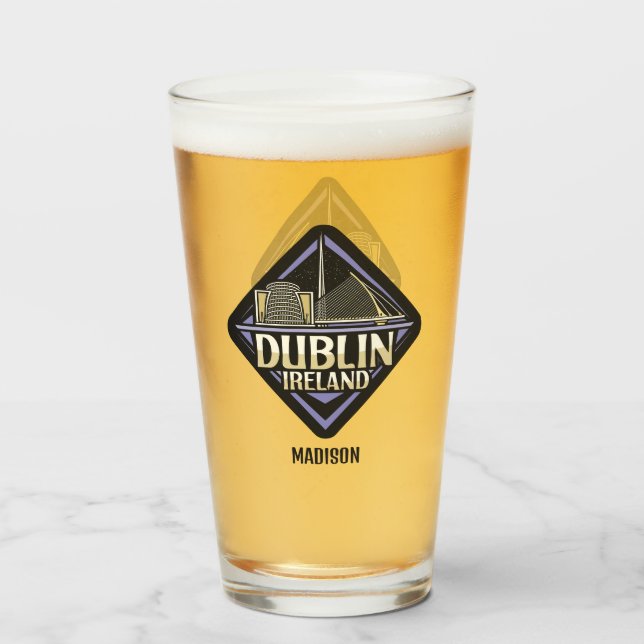 Custom Name Dublin Ireland Glass (Back Filled)