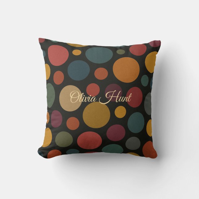 Custom Name Dull Color Circles Cushion (Front)