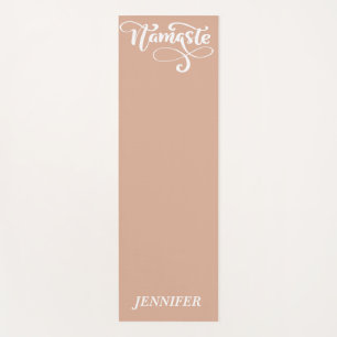 Custom Name Dusky Pink Namaste Script Meditation Yoga Mat