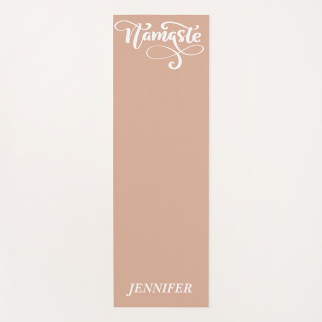 Custom Name Dusky Pink Namaste Script Meditation Yoga Mat (Front)