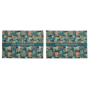 Custom Name Dutch Houses Pattern Pillowcase