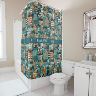 Custom Name Dutch Houses Pattern Shower Curtain