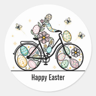 Custom Name Easter Bicycle Design Classic Round Sticker