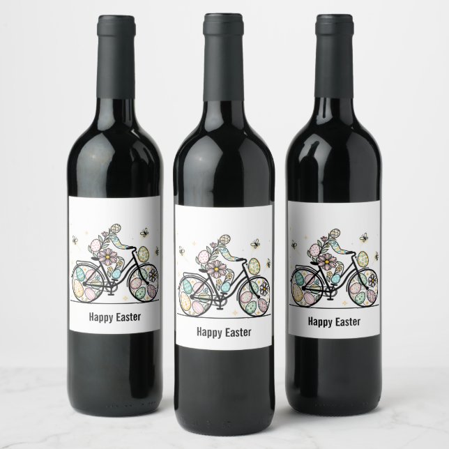 Custom Name Easter Bicycle Design Wine Label (Bottles)