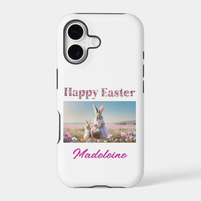 Custom Name Easter Bunny Field of Easter Eggs (Back)