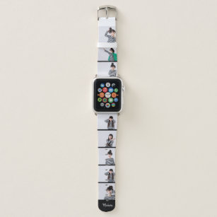 Custom Name   Eight Photo or Selfie Collage Apple Watch Band