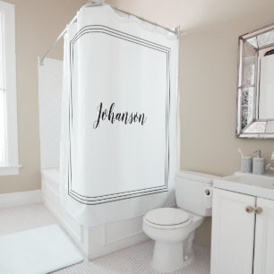 Custom Name Elegant Black & White Shower Curtain