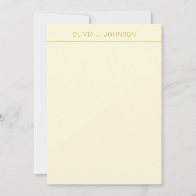 Custom Name Elegant Cream Flat Note Card (Front)