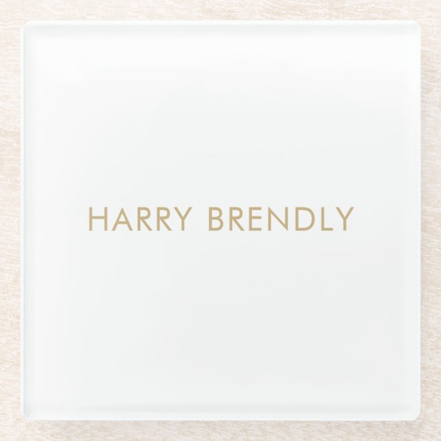 Custom Name Elegant Gold Glass Coaster Gift (Front)