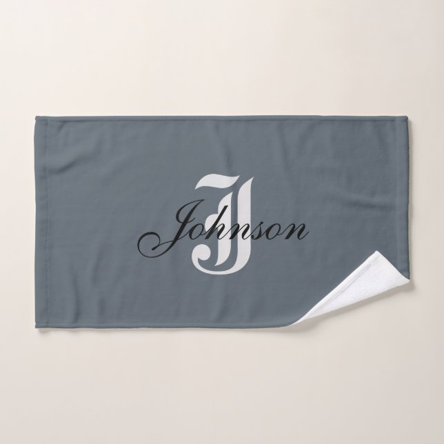 Custom Name Elegant Grey Black White Modern  Hand Towel (Hand Towel)