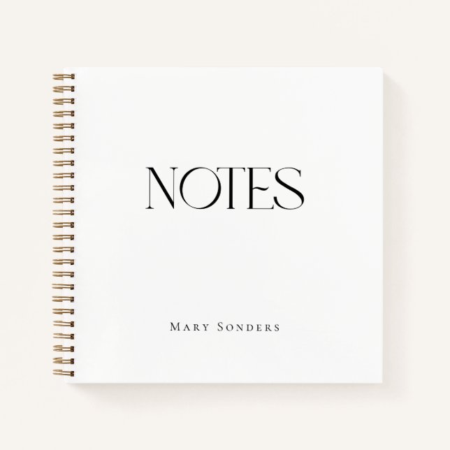 Custom Name Elegant Minimal Notes Notebook (Front)