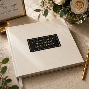 Custom Name Elegant Minimalist Ivory and Black Guest Book