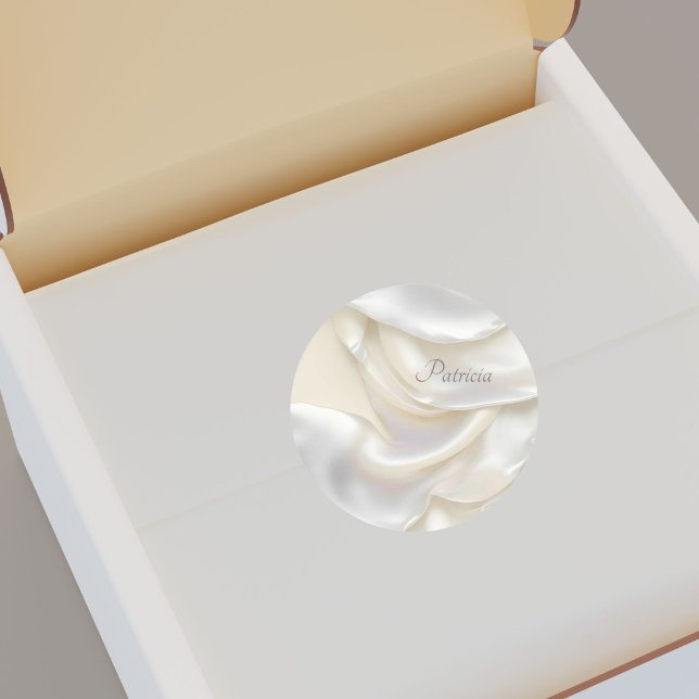 Custom Name Elegant Mother of Pearl Shell Ivory Classic Round Sticker (Creator Uploaded)