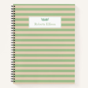 Custom Name Elegant Pastel Stripes Business Notebook